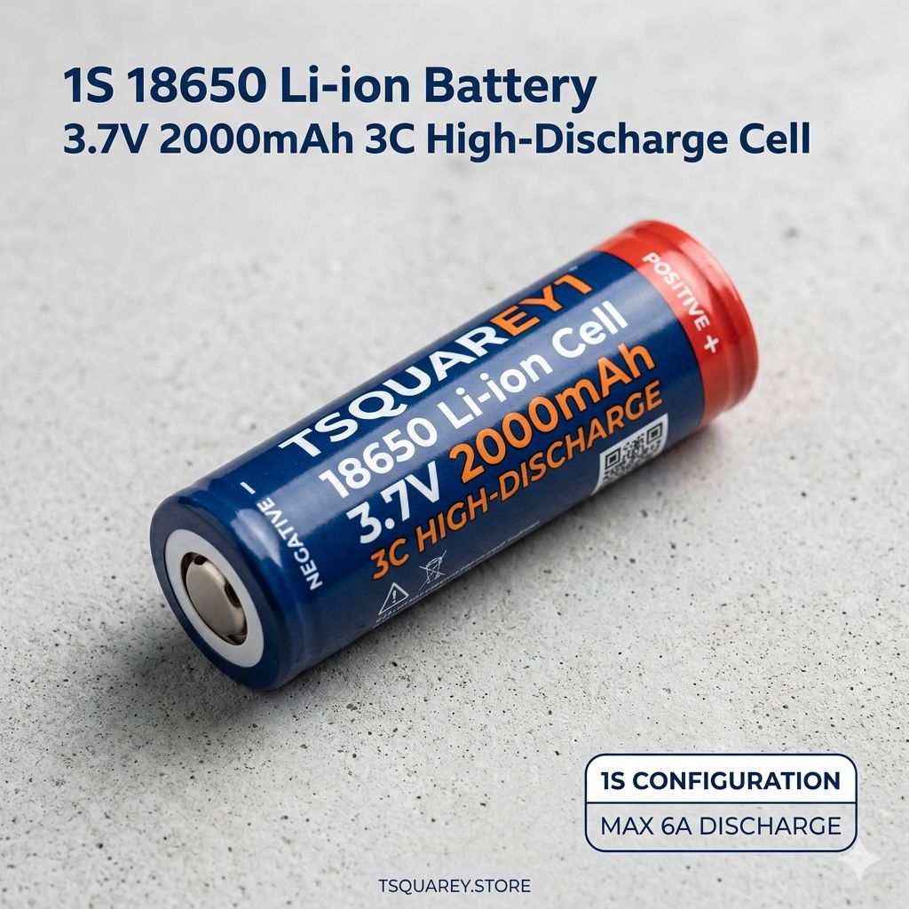 1S 18650 Li-ion Battery 3.7V 2000mAh 3C High-Discharge Cell | TSquareY1 