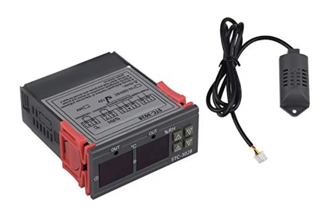 STC-3028 Dual Display Digital Temperature Controller | AC 110–220V Thermostat with Dual Relay & 1M Sensor Cable